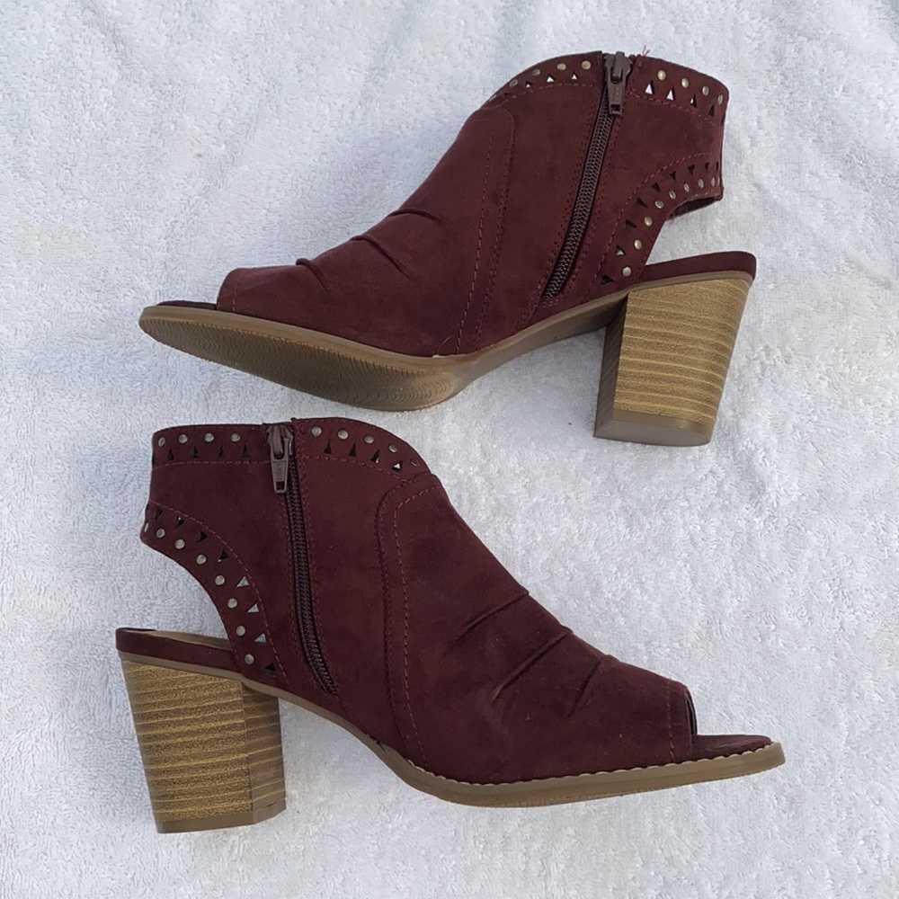 Sonoma burgundy open toed booties size 9 - Picture 4 of 10